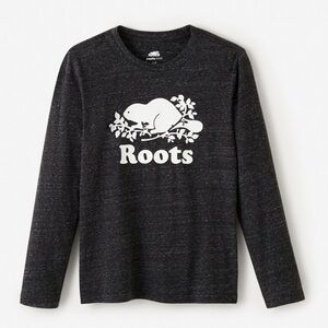 Roots Black Long Sleeve Tee with Graphic Design